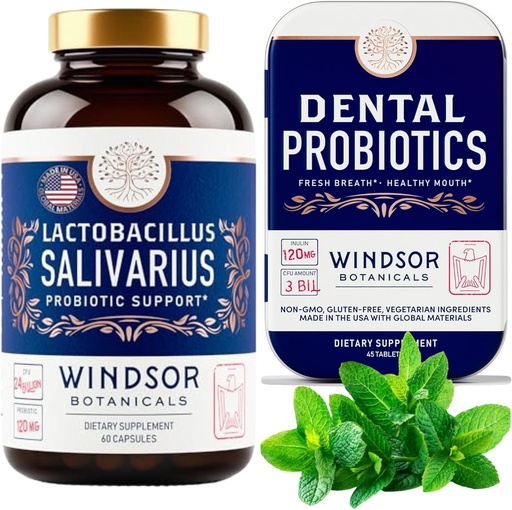 [BRSROCY5AUBAOF3J] WINDSOR BOTANICALS Lactobacillus Salivarius Probiotic and Dental Probiotics Oral Health Bundle