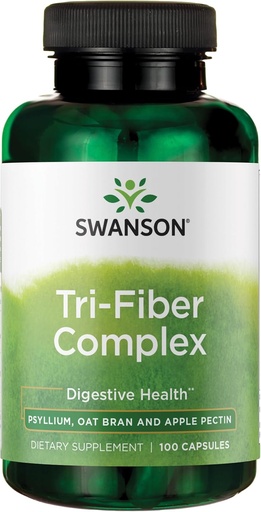 [BRSWIZQTOYBGOHT2] Swanson Tri-Fiber Complex - Digestive Health Supplement Made with Psyllium, Oat Bran, & Apple Pectin - (100 Capsules)