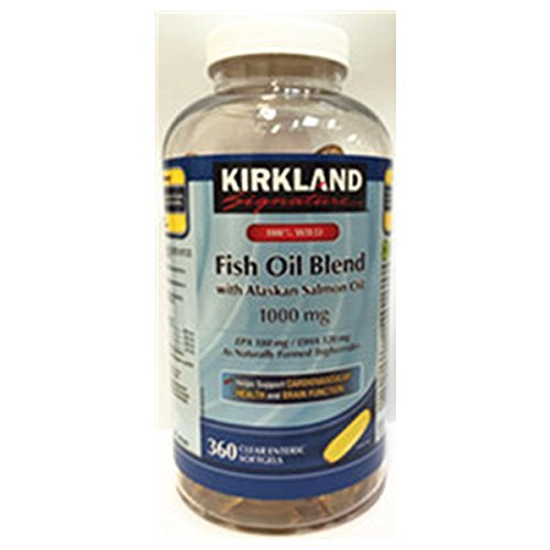 [BRSWIHL2BIPRWGDM] Kirkland Signature 100% Wild Fish Oil Blend with Wild Alaskan Salmon Oil 180 EPA 120 DHA 1000mg - 360 Enteric Softgels