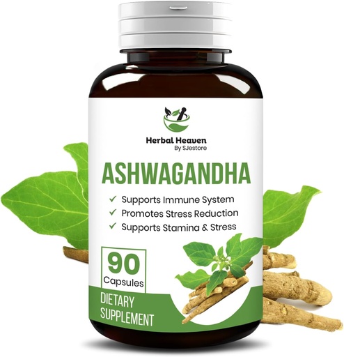 [BRSROHA7CQPAIA3K] Herbal Heaven Ashwagandha Capsules 90 Count | Ashwagandha Powder Capsules for Ultimate Overall Wellbeing