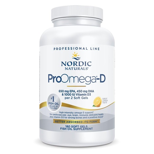 [BRSWIYI5BV6GEE3G] Nordic Naturals ProOmega-D, Lemon Flavor - 180 Soft Gels - 1280 mg Omega-3 + 1000 IU D3 - High-Potency Fish Oil - EPA & DHA - Brain, Eye, Heart, & Immune Health - Non-GMO - 90 Servings