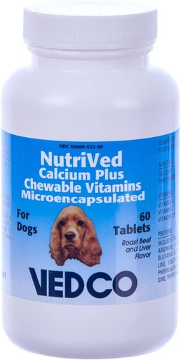 [BRSWGFAROEJRQ3L7] NutriVed Calcium Plus Chewable Tablets for Dogs (60 Count)