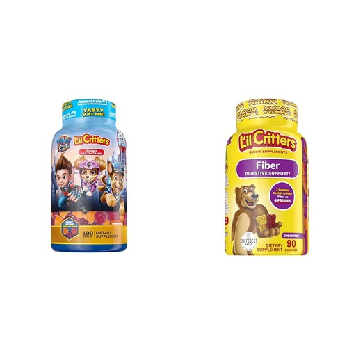 [BRSRAYYYBUAQ42QZ] L'il Critters Paw Patrol Gummy Vites Multivitamin for Kids, 190 Gummies and L'il Critters Fiber Gummy Supplement for Kids, 90 Gummies