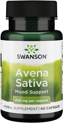 [BRSWGYIRC5YAEFAU] Swanson Full Spectrum Avena Sativa (Green Oat Grass) - Herbal Supplement Promoting Nervous System Health - Natural Formula Supporting Overall Wellness - (60 Capsules, 400mg Each)