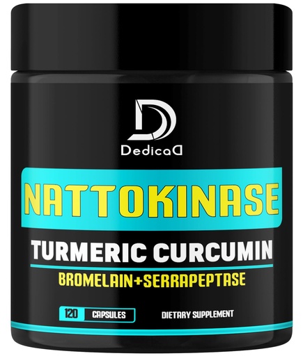 [BRSROGD7BNYRSYDP] DEDICAD 4-in-1 Nattokinase 2000 Fu, Turmeric, Bromelain, Serrapeptase - Spike Protein Detox - Body Balance, Circulation Health & Immune System - 120 Capsules 4-Month Supply