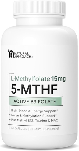 [BRSROAYZBYBGKD3A] L-Metyylifolaatti 15 mg + Metyyli B12, D3, Tauriini & NAC . MTHFR- ystäväystävällinen Folaatti (korkea teho) .