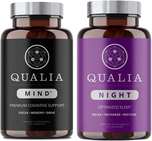 [BRSWGGQQAUCGODT4] Qualia Mind & Qualia Night | Premium Nootropic Supplement for Mental Performance & Brain Health | Increase Focus | Deep Refreshing Sleep Support 55 Cap | (1 Week Supply)