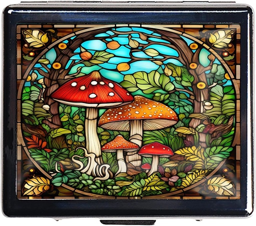 [BRSROGADAEDQOADX] Travel Pill Organizer 7 Day Metal Pill Box with Mirror and 8 Compartments Cute Travel Pill Organizer for Purse (Mushroom Garden)