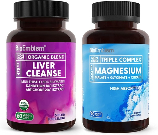 [BRSRAAT5AAOWMDTB] BioEmblem Triple Magnesium Complex 90ct + USDA Органическая очистка печени