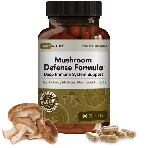 [BRSWECQPCMFQ4G3F] DailyNutra Mushroom Defense Formula - Immune Support Supplement | Organic Mushrooms, Hot Water Extracted - Reishi, Chaga, Maitake, Shiitake & Turkey Tail (90 Capsules)