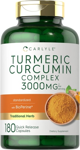 [BRSWGFLYA4FWE3T5] Carlyle Turmeric Curcumin Suplemento Silencio 3000mg 180 Capsules  durable with Black Pepper, Curcuminoids and Bioperine ← Non-GMO, Gluten Free