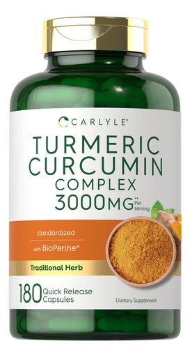 [BRSWGFLYA4FWE3T5] Carlyle Turmeric Curcumin Supplement | 180 Capsules | with Black Pepper, Curcuminoids and Bioperine | Non-GMO, Gluten Free