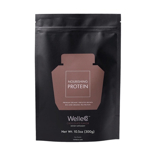 [BRSWYYAOBYNWGHTO] WelleCo Plant-Based Chocolate Protein Powder, Organic Brown Rice & Pea Blend, 16g Protein per Serving, Dairy-Free Supplement for Energy, Recovery & Daily Nutrition, 10.5 oz