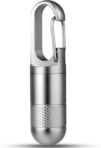 [BRSROEA2OAIA23LF] TISUR Titanium Pill Case, Keychain Holder, Travel Box Container, Portable Organizer, Waterproof Metal Bottle (Gray, Small - 1.06 Inch)