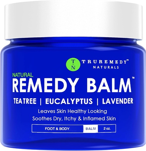 [BRSWGGIDBMNGAHQV] Truremedy Naturals Remedy Balm with Tea Tree Oil, 2 oz - Soothing Moisturizer for Rough Areas - Nourishing Foot and Body Balm with Tea Tree, Lavender, and Eucalyptus