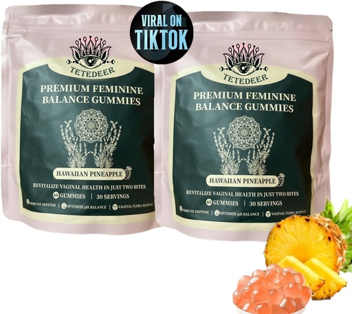 [BRSRAAYOPNYQMEIY] Vital Organic Sourcing Feminine Balance Gummies for Women Health,Premium Feminine Balance Gummies,Improve Immune System, Promotion of Women's Health,Vegan, Gluten-Free, Hawaiian Pineapple Flavor (2)