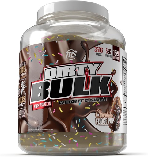 [BRSROHYPDINWMET3] MAN Sports - Dirty Bulk: Chocolate Fudge Pop High Protein Weight Gainer Powder with 52g of Protein
