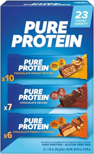 [BRSW2AYNCEHAYHQ4] Pure Protein Bars, Variety Pack, 1.76 oz, 23-ct