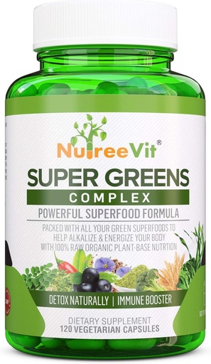[BRSWKHT3CYPQKAI3] SuperGreens - Spirulina, Chlorella, Wheatgrass + More - Nutrient-Packed Green Blend (90 Capsules)