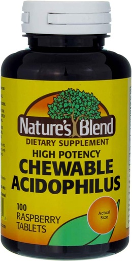 [BRSWGZQ5DNYGGYL5] Nature's Blend Acidophilus Chewable Raspberry Flavor - 100 Tablets, Pack of 3