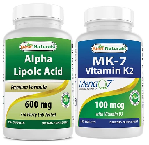 [BRSRMBIZDJ7AG3L5] Best Naturals Alpha Lipoic Acid 600 mg & Vitamin K2 (MK7) with D3