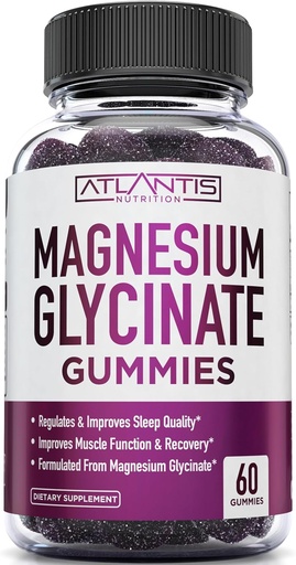 [BRSRA2T5CFYQYFLZ] Atlantis Nutrition Magnesium Glycinate Gummies 700mg – Vegan Magnesium Glycinate for Kids & Adults – Muscle Support & Enhanced Sleep - Delicious Grape Flavor - for Whole Family - 60 Count
