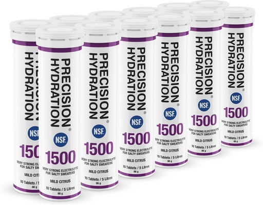[BRSWGHT5O4NRSFLV] Precision Hydration Electrolyte Drink - Multi Strength Effervescent Hydration Tablets - Combats Cramp - Low Calorie, Gluten Free, Vegan/Vegetarian Friendly (12 Tubes, 1500mg/L - Purple Tube)