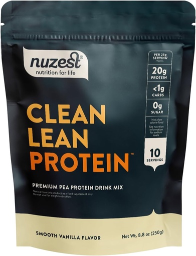 [BRSROA34AUCBU3A3] Nuzest - Pea Protein Powder - Clean Lean Protein, Premium Vegan Plant Based Protein Powder, Dairy Free, Gluten Free, GMO Free Protein Shake, Smooth Vanilla, 8.8 oz