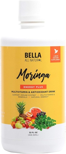 [BRSWYGQDCAIR4CTZ] Bella All Natural Moringa Juice Energy Plus - Multivitamine și băuturi antioxidante - 32 oz