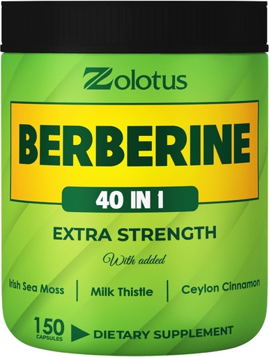 [BRSROHQFCABBEHIV] Zolotus Berberine Supplement 40 in 1, with Sea Moss, Cinnamon, Milk Thistle, Apple Cider Vinegar, Quercetin for Digestion, Immune System & Heart Health