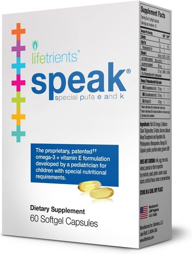 [BRSWIHTQAYOBCD34] Lifetrients Speak - 60 Softgels - Pediatría formulada para apoiar aos nenos con requirimentos nutricionais especiais - mellorado con Omega-3, Vitamina E, vitamina D e vitamina K