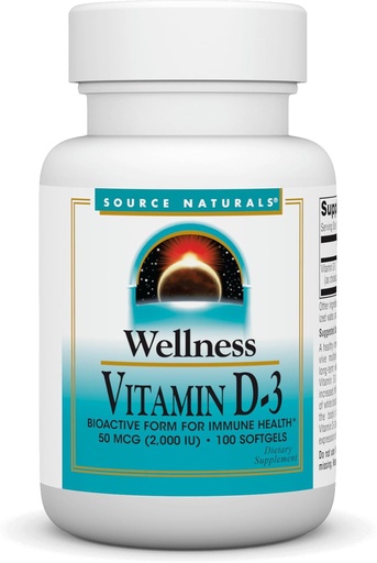 [BRSWIZYQOB4RAFDE] Source Naturals Wellness Vitamin D-3, Bioactive Form for Immune Health