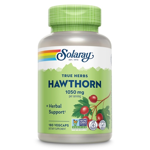 [BRSWIYTYCUPRMHDA] SOLARAY Hawthorn Berry Capsules 1050 mg – Soothing Herbal Support – Vegan, Non-GMO, 180 VegCaps, 90 Servings