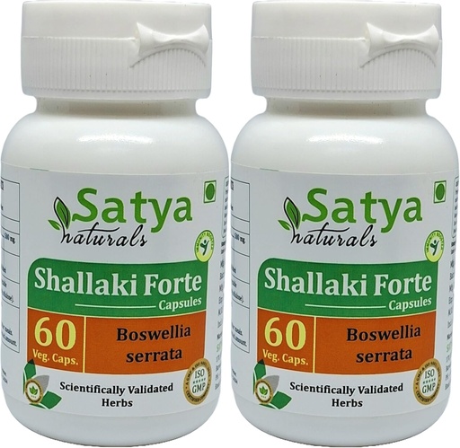 [BRSRA2QBO4FR4HYV] Shallaki Forte Capsules 500 mg. 60 Veg. Capsule | Shallaki (Boswellia Serrata) Extract Capsules for Men and Women | Ayurvedic Herbal Supplement/Remedies | 10:1 Forte (2 Bottles of 60 Capsules)