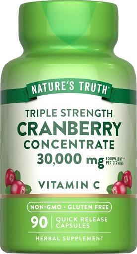 [BRSWICQBBBYAM3DI] La verdad de la naturaleza Cranberry Concentrate Pills 30,000mg Silencio Plus Vitamin C TENIDO Triple Fuerza de Soporte Capsules ANTE No GMO &amp; Gluten Suplemento Gratis