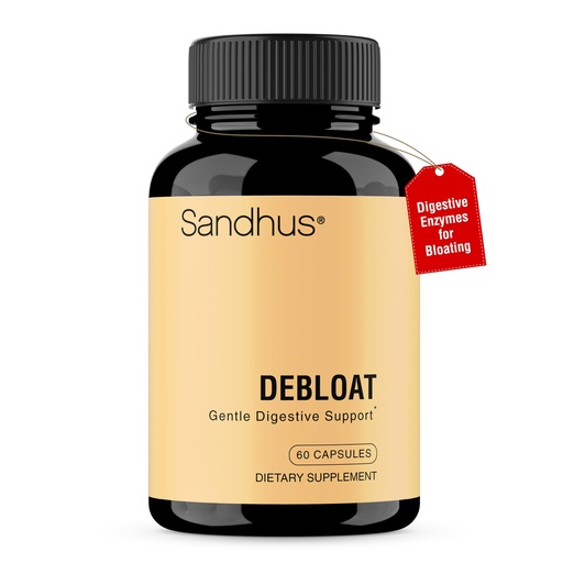 [BRSREGI6CN6R62TB] Sandhu's Debloat Digestive Enzymes Capsules | Helps Ease Bloating and Water Retention | Multi-Enzyme Complex With Ginger, Dandelion & Fennel | Fast Acting Support Supplement for Women & Men | 60 Count