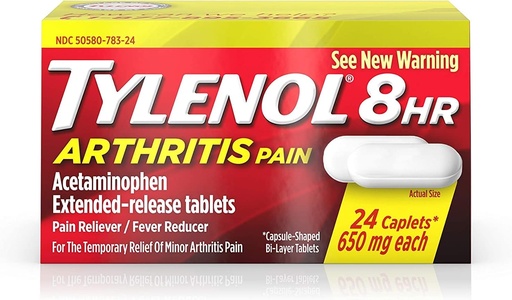 [BRSWKGYIBMJWEEL4] Tylenol 8 Hour Arthritis Pain Relief - Acetominophen Extended-Release Tablets, Pain Reliever / Fever Reducer, 24 Caplets, 650 milligrams each (2-Pack)