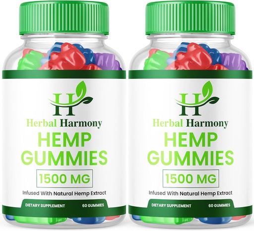 [BRSRAZLQB4PQIGQ2] (2 Pack) Herbal Harmony Hemp Gummies - Official Formula - Herbal Harmony Gummies Maximum Performance Hemp Blend Extra Strength, Great Taste 25mg Per Gummy, 1500mg Per Bottle New 2024 (120 Gummies)