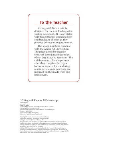 [BRSWGEL6CQCBOELU] Writing With Phonics K4 Manuscript - Abeka K4 4 Year Old Kindergarten Manuscript Phonics Penmanship Student Work Book