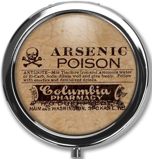 [BRSRM2YOCEMAIAL7] Pill Box Case Pillbox Deținătorul Trinket Stash Cutie Arsenic Vintage Stil Medicină Vitamina Pill Organizator caz (Arsenig Poison)