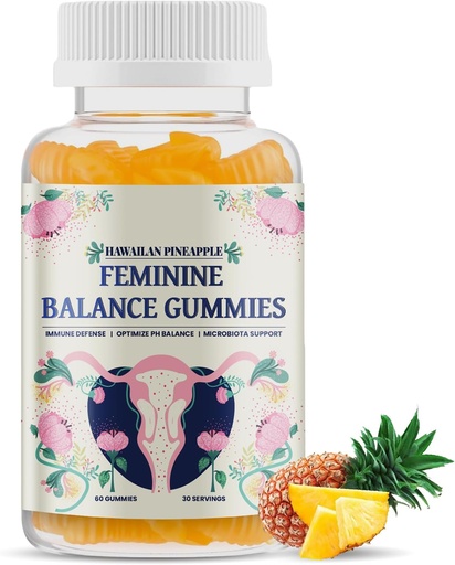 [BRSRAHYDB4FQ2DIZ] Feminine Balance Gummies, Premium Balance Gummies - Hawaiian Pineapple, Support Women's Health & Wellness, Balanced pH, Improve Immune, Vegan, Gluten-Free