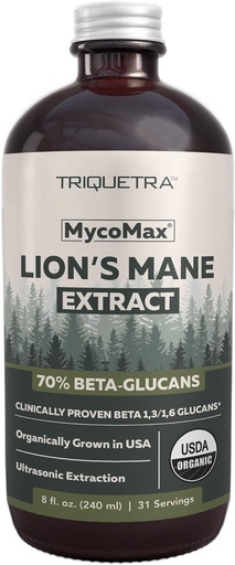 [BRSRAZYDPMHAI3I6] MycoMax Lions Mane Eint - 70% Beta Glucans, Max Potency Manes Manes, US trưởng thành + siêu thanh - 500 mg mỗi người phục vụ - Tâm thần, Tập trung và bộ nhớ - 8z.