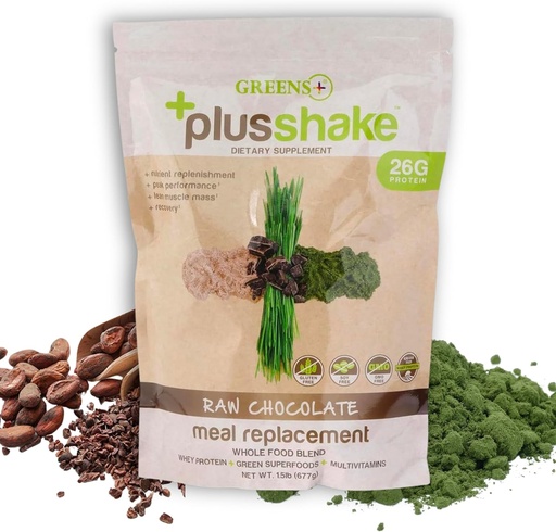 [BRSWKYYYOINGGAD2] Greens+ PlusShake Toores Šokolaad Rohutoit Vadakuvalgu asendaja | Mitte-GMO | Gluteen & Sojavaba | Toidulisandi Superfood + Multi-vitamiinid | 27 g valku | 1,5 lb kott