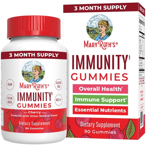 [BRSWGA32DEOQODQ7] Mary Ruth's 5-1 Immunity Gummies with Elderberry for Kids & Adults | Cherry | Pectin Based | Vegan | 90 Count