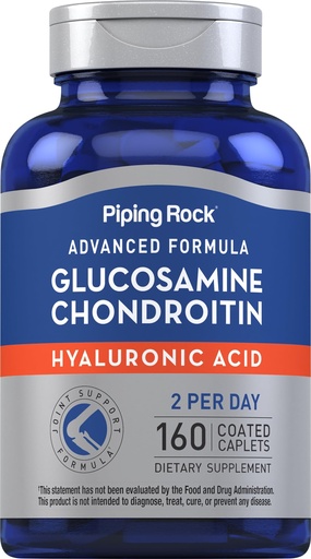 [BRSRMAA5PIPREGTP] Piping Rock Glucosamine Chondroitin | 160 Caplets | with Hyaluronic Acid | Supplement for Women and Men | Advanced Formula | Non-GMO, Gluten Free