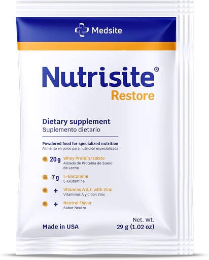 [BRSROGD3AF6GMDTX] Poudre de restauration de la nutrisite pour le soutien de la guérison des plaies, y compris les protéines de lactosérum, la L-glutamine, les vitamines A, C et le zinc – sans gluten et sans sacarose, sans aromatisants (1 portion) 1,02 Oz