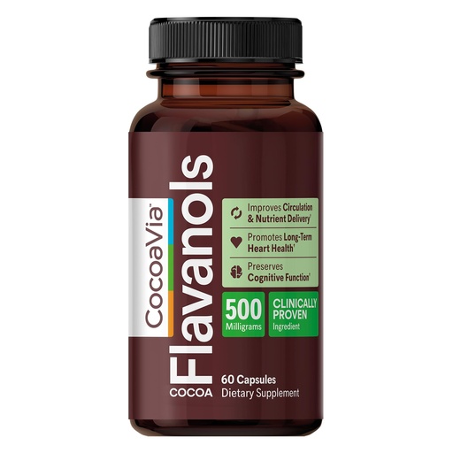 [BRSW2FA7AUCQ2DLD] CocoaVia Cocoa Flavanols 500mg – Heart & Brain Support Supplement, High Flavanol Cocoa, Blood Circulation & Memory Booster, Nitric Oxide, Energy & Oxygen Boost, Vegan, Gluten-Free, 60 Capsules