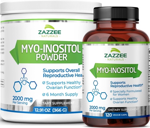 [BRSW2HT4OQIBOFDV] Zazzee Myo-Inositol Capsules and Myo-Inositol Powder, 100% Pure, Premium Grade, Vegan, Non-GMO and All Natural