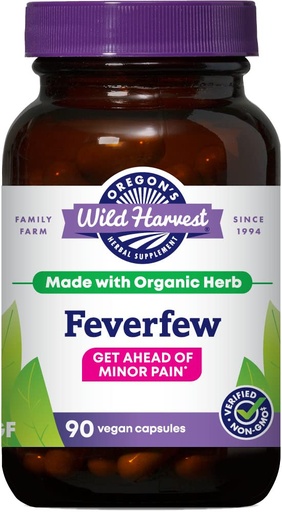 [BRSWIYI5DMDQEA34] Oregon's Wild Harvest Non-GMO Feverfew (F.D.), Organic Herbal Supplements, 90 Count