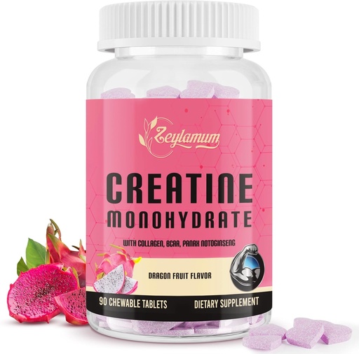 [BRSROFIYO57WOCYU] Creatine for Women 124; with Hydrolyzed Collagen, BCAA FAR4; 3G Creatine Chews for Women Booty Gain, Lean Muscles, Recovery & Energy, Vegan, Sugar Free Creatine, Powder Alternative, 30 Servis